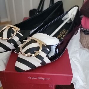 Salvatore Ferragamo Black and White Women's Shoes